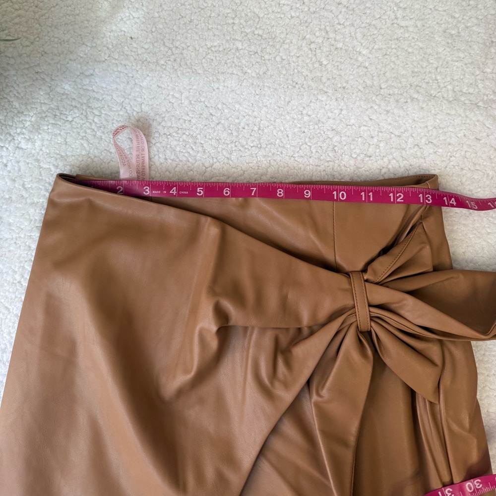 Choosy brand brown faux leather midi wrap skirt with a side bow detail - Picture 7 of 11
